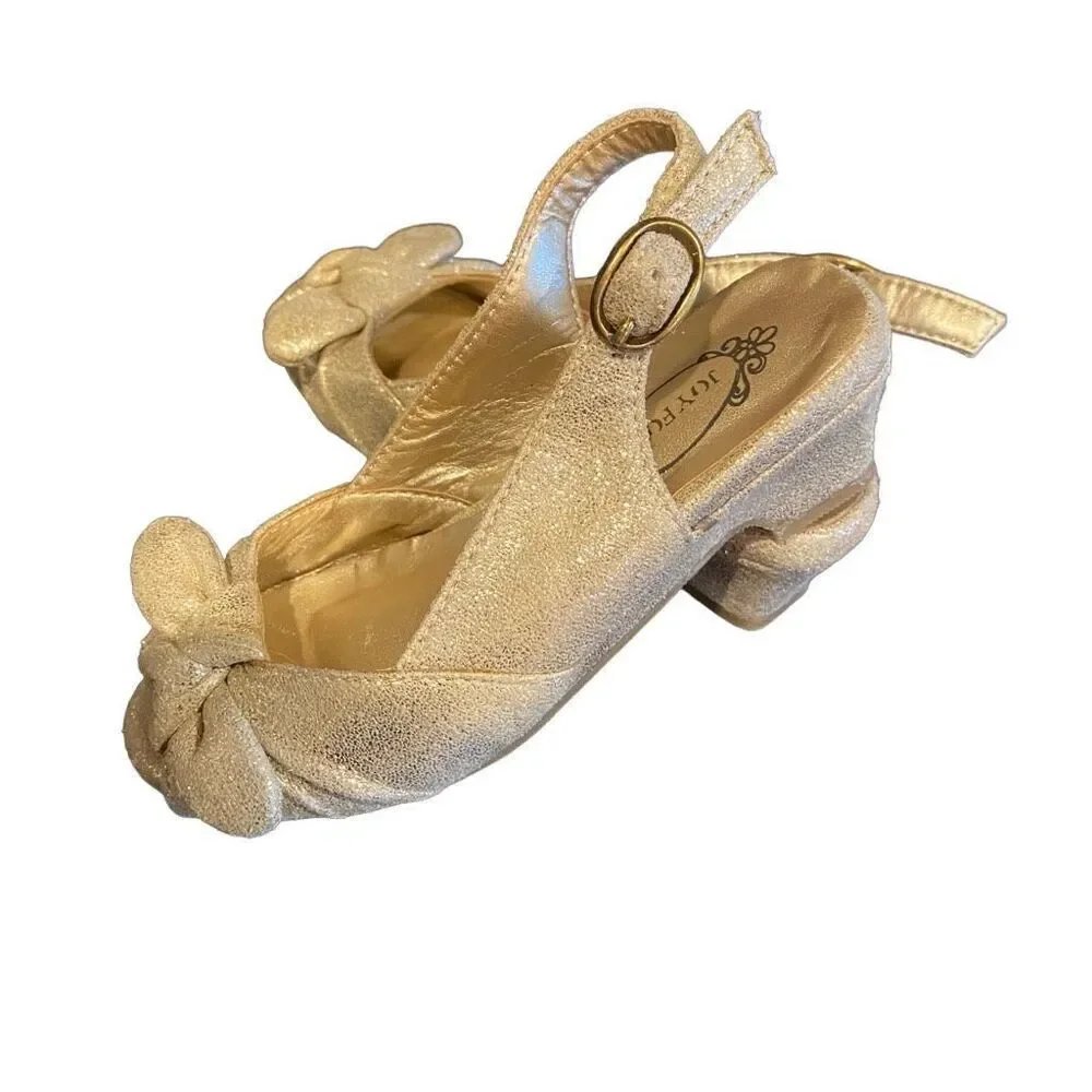 Joyfolie Toddler’s Gold Sparkle Sling Back High Heel Dress Shoes Size 9